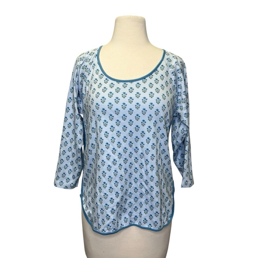 LAKE Pima cotton Pajama Top  polar posey MT Medium‎ Tall Blue 3/4 Sleeve